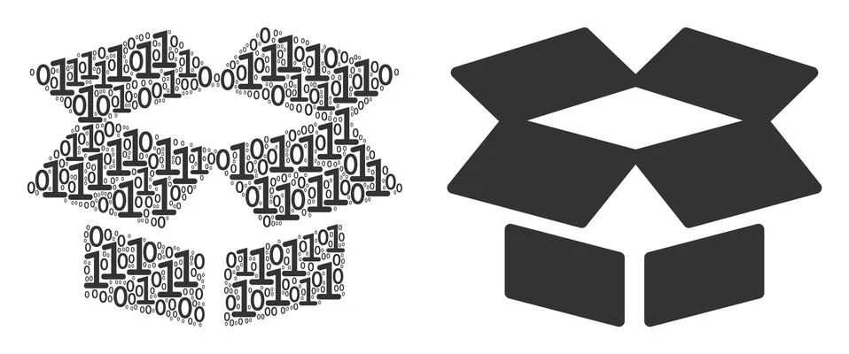 Open Box Mosaic of Binary Digits イラスト素材