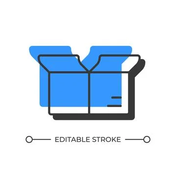 Open box offset shadow line icon Illustrazione stock
