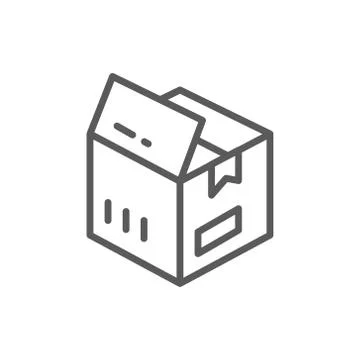 Open box, parcel delivery line icon. Ilustração Stock