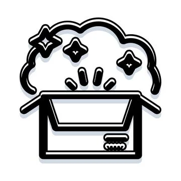 Open box releasing sparkling content concept Illustrazione stock