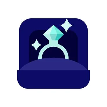 Open box for ring with diamonds inside on a white background Illustrazione stock