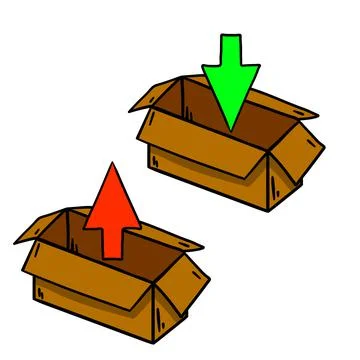 Open box. Set of cardboard containers. An empty package. イラスト素材