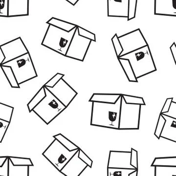 Open box shipping seamless pattern background. Business flat vector illustrat Stock Illustration
