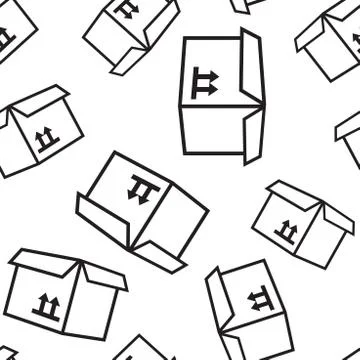 Open box shipping seamless pattern background. Business flat vector illustrat 스톡 일러스트