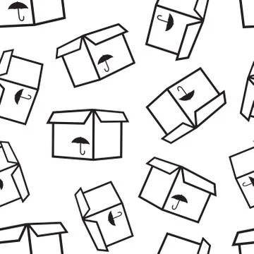 Open box shipping seamless pattern background. Business flat vector illustrat 스톡 일러스트