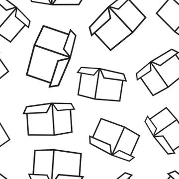 Open box shipping seamless pattern background. Business flat vector illustrat Illustrazione stock