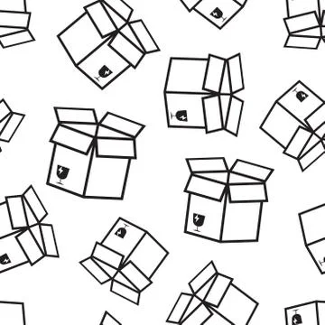 Open box shipping seamless pattern background. Business flat vector illustrat 스톡 일러스트