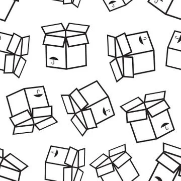 Open box shipping seamless pattern background. Business flat vector illustrat 스톡 일러스트
