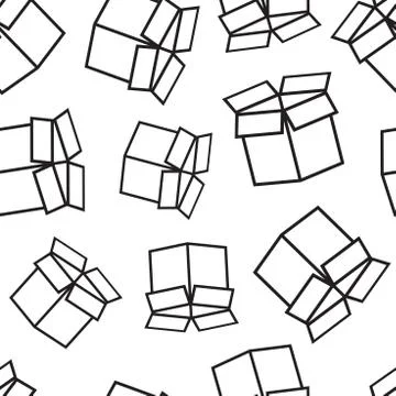 Open box shipping seamless pattern background. Business flat vector illustrat Illustrazione stock