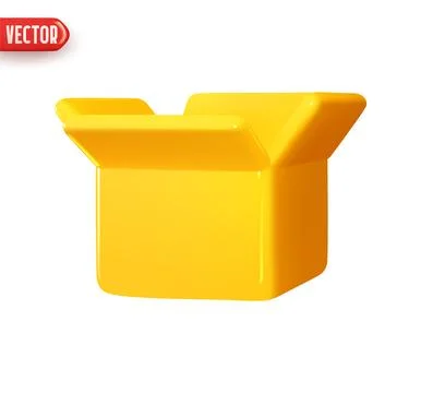 Open box the square form. Cardboard packing. Realistic 3d design In plastic.. Stock Illustration