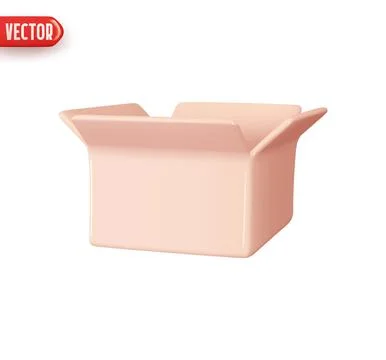 Open box the square form. Cardboard packing. Realistic 3d design In plastic.. Stock Illustration