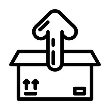 Open box unpacking loading contents line icon vector illustration Stock Illustration