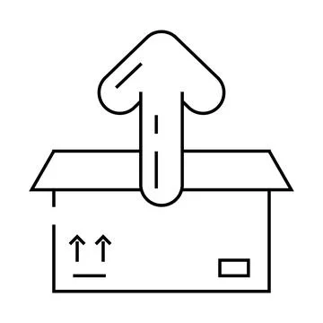 Open box unpacking loading contents line icon vector illustration Stock Illustration