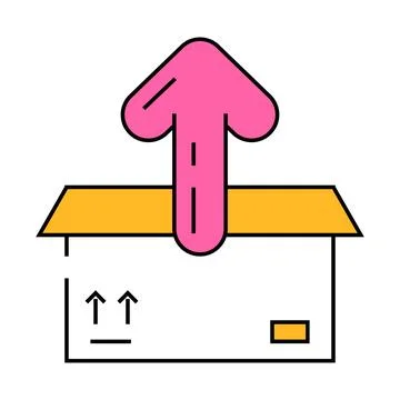 Open box unpacking loading contents icon color illustration Stockillustratie
