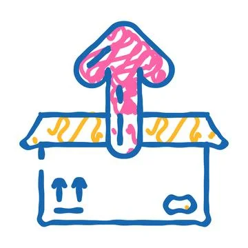Open box unpacking loading contents icon doodle illustration Stock Illustration
