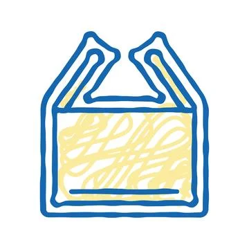 Open box unpacking loading contents icon doodle illustration Stock Illustration