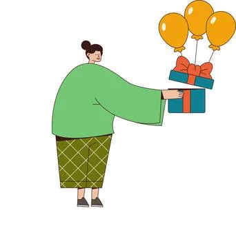 Open the Box Using a Balloon Illustration - Surprise Delivery** Stock Illustration