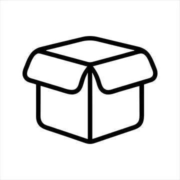 Open box vector linear icon Unpacking purchases Mobile application icon Stock Illustration