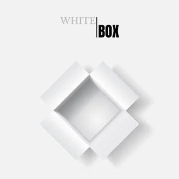 Open box, white cardboard, vector container. Stock Illustration