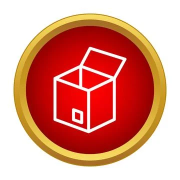 Open box white line icon on a red background Stockillustratie