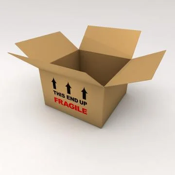 An open box with the word fragile Stock Illustration