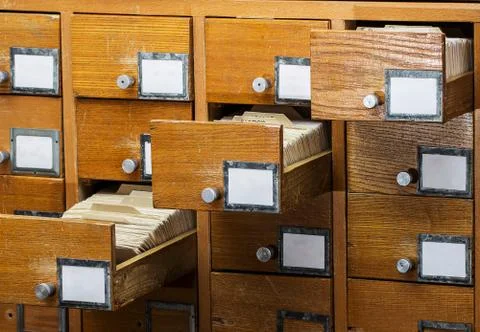 Open boxes in the old archive Stock Photos