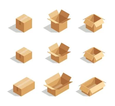 Open boxes set 3d isometric Stockillustratie