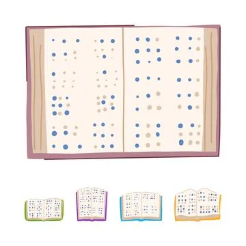 Open braille book for people with visual impairment Illustrazione stock