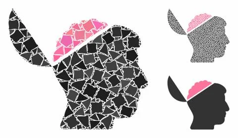 Open brain Mosaic Icon of Rough Elements Stock Illustration