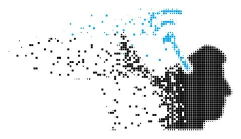 Open Brain Radio Interface Decomposed Pixel Icon Stock Illustration