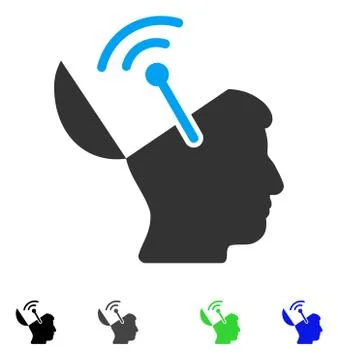 Open Brain Radio Interface Flat Icon イラスト素材