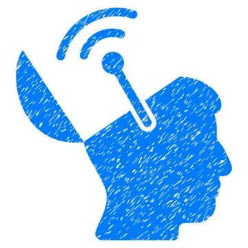 Open Brain Radio Interface Grainy Texture Icon Stock Illustration