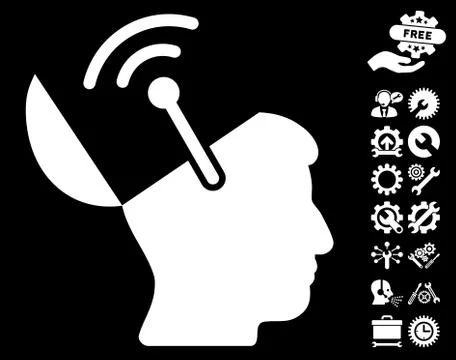 Open Brain Radio Interface Vector Icon With Tools Bonus Stock Illustration