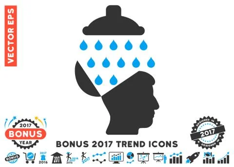 Open Brain Shower Flat Icon With 2017 Bonus Trend Stock Illustration