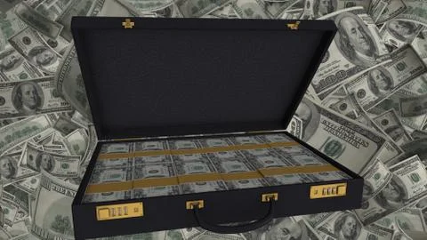 Open brief case full of US dollar bank notes Stock Illustration