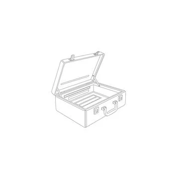 Open briefcase with documents outline icon Illustrazione stock