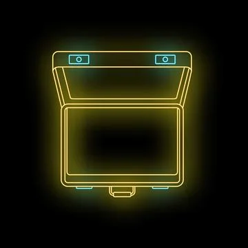 Open briefcase object with yellow neon glow outline Stock Illustration