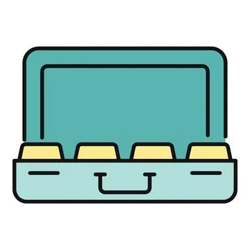 Open briefcase showing file folders icon Stock Illustration