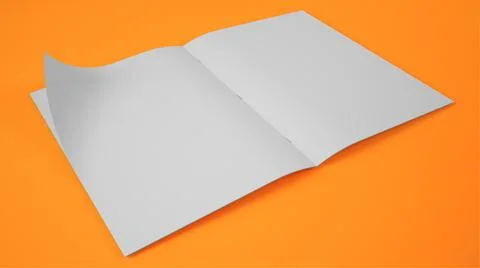 Open brochure with orange background Stock Illustration