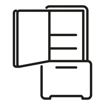 Open broken fridge icon outline vector. Repair service Stock Illustration