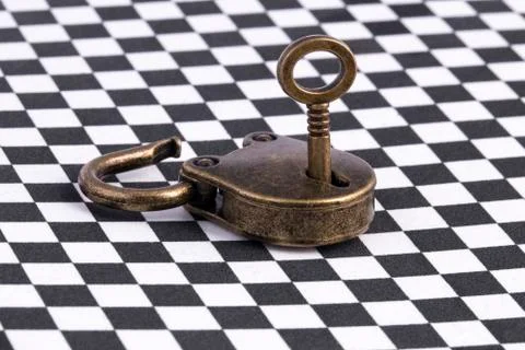 Open bronze key lock Stock Photos