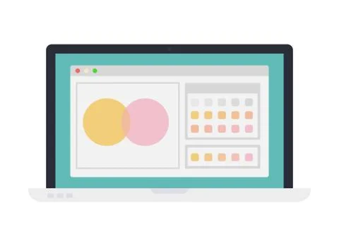Open browser window on laptop vector flat isolated Stock Illustration