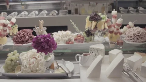 Open Buffet Breakfast Stock Footage 75380838