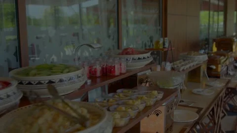 Open Buffet Lunch is ready if restaurant Stock Footage 318643878