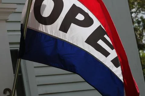 Open for business flag Stock Photos