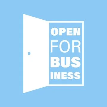 Open for business. Opened the door Ilustração Stock