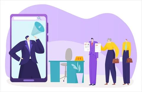 Open business vacancy concept, vector illustration, flat tiny candidate Ilustración de archivo