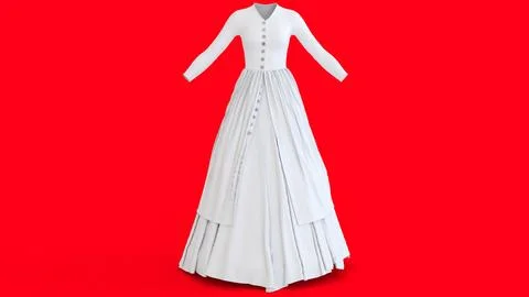 Open button double layer dress with red background Stock Illustration