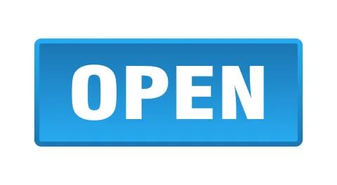 Open button. open square blue push button 스톡 일러스트