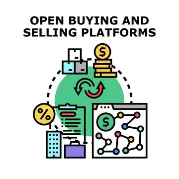 Open buying and selling platforms concept Stock Illustration